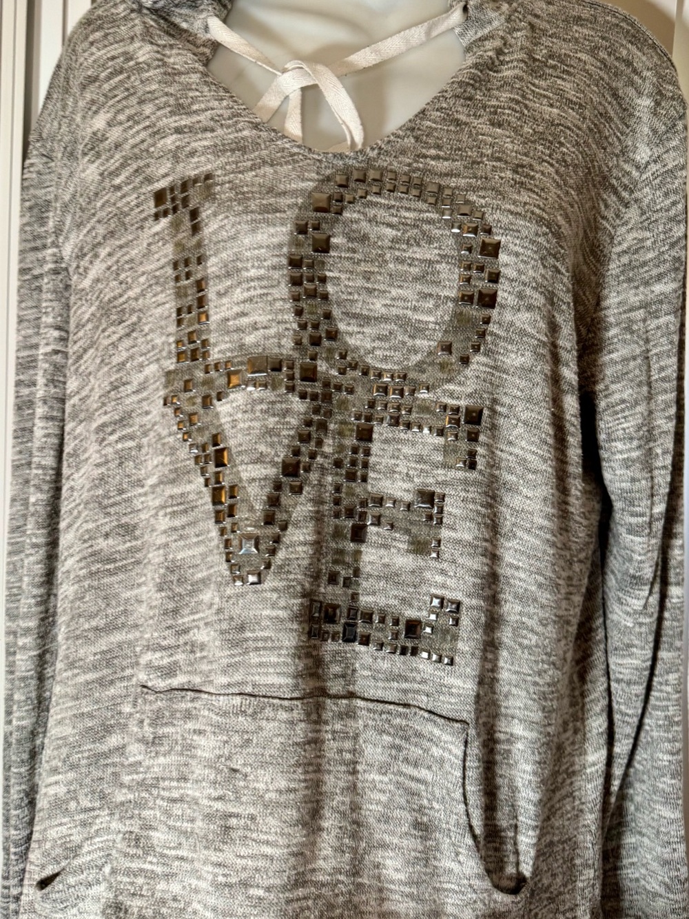 Chance or Fate Gray LOVE Studded Hoodie